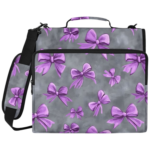 ALAZA Zipper Binder Bows on Grey Pattern 2 inch 3 Ring 500 Sheet Capacity Trapper Keeper File Folder Organizer Bag