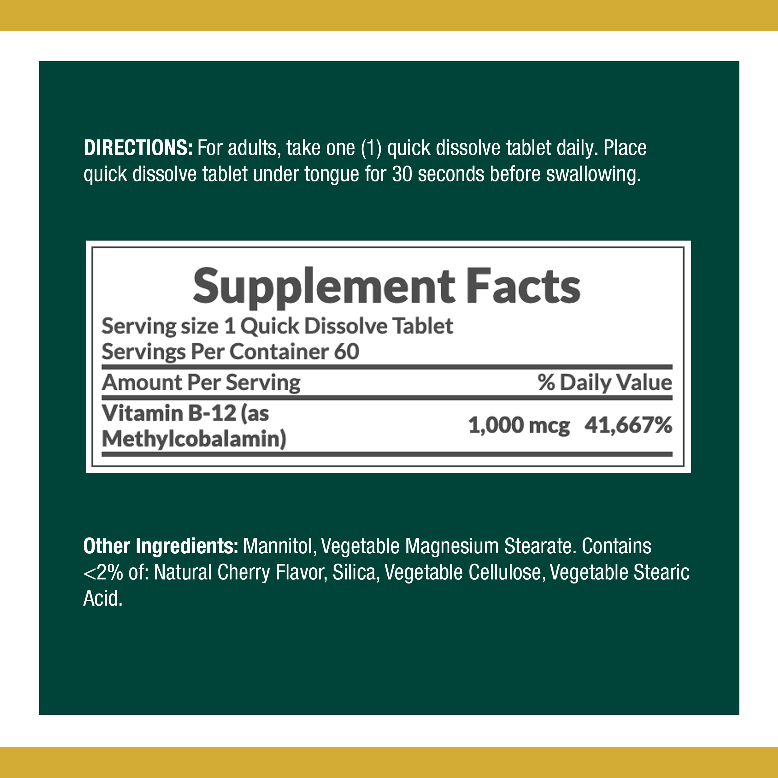 Nature's Bounty Vitamin B12 Methylcobalamin Tablets, 1000 mcg, 60 Ct - image 3 of 8