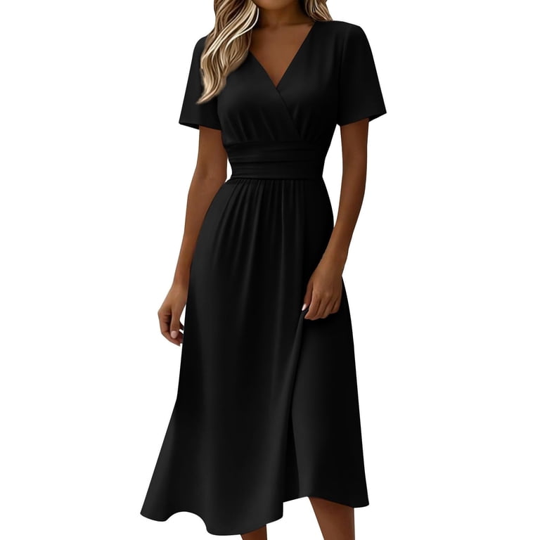 black flowy midi dress - Popcorn Textured - ROUNDED COLLAR - Sleeveless - Elegant Style - Midi - A Line Dress linen blend Women's Black Cinch Waist Midi