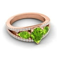 thumbnail image 3 of Diamond-Capitals 2.00 Carat Sparkle Pear Cut Peridot Gemstone & Natural Diamond Ring for Proposal Gift 18K Rose Gold Size 10, 3 of 8