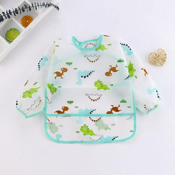 Babero de silicona CUTICAT para niños Dinosaurio azul impermeable
