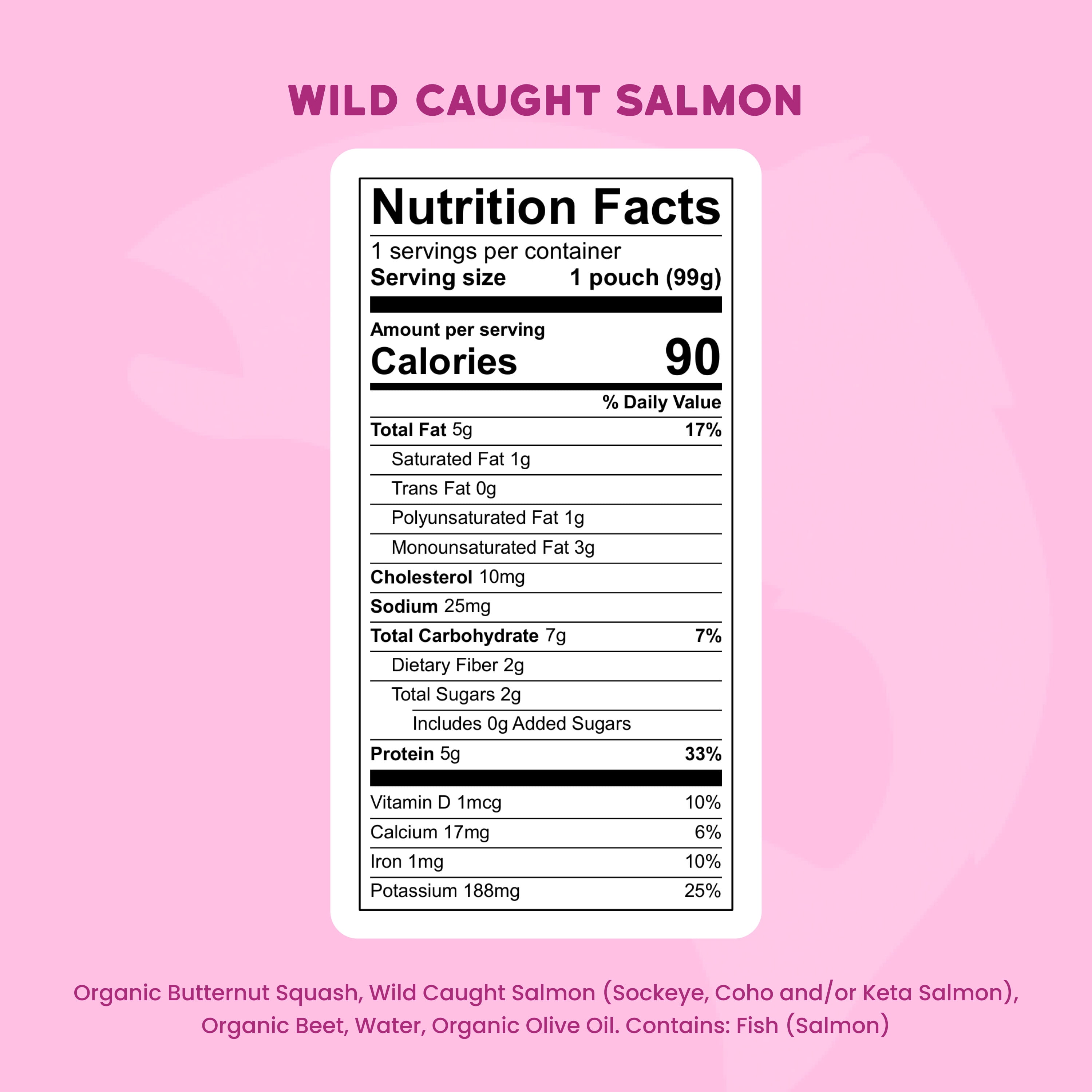 (12 pack) Serenity Kids Wild Caught Salmon Stage 2 Baby Food with Organic Butternut Squash & Beet, 3.5oz Pouch