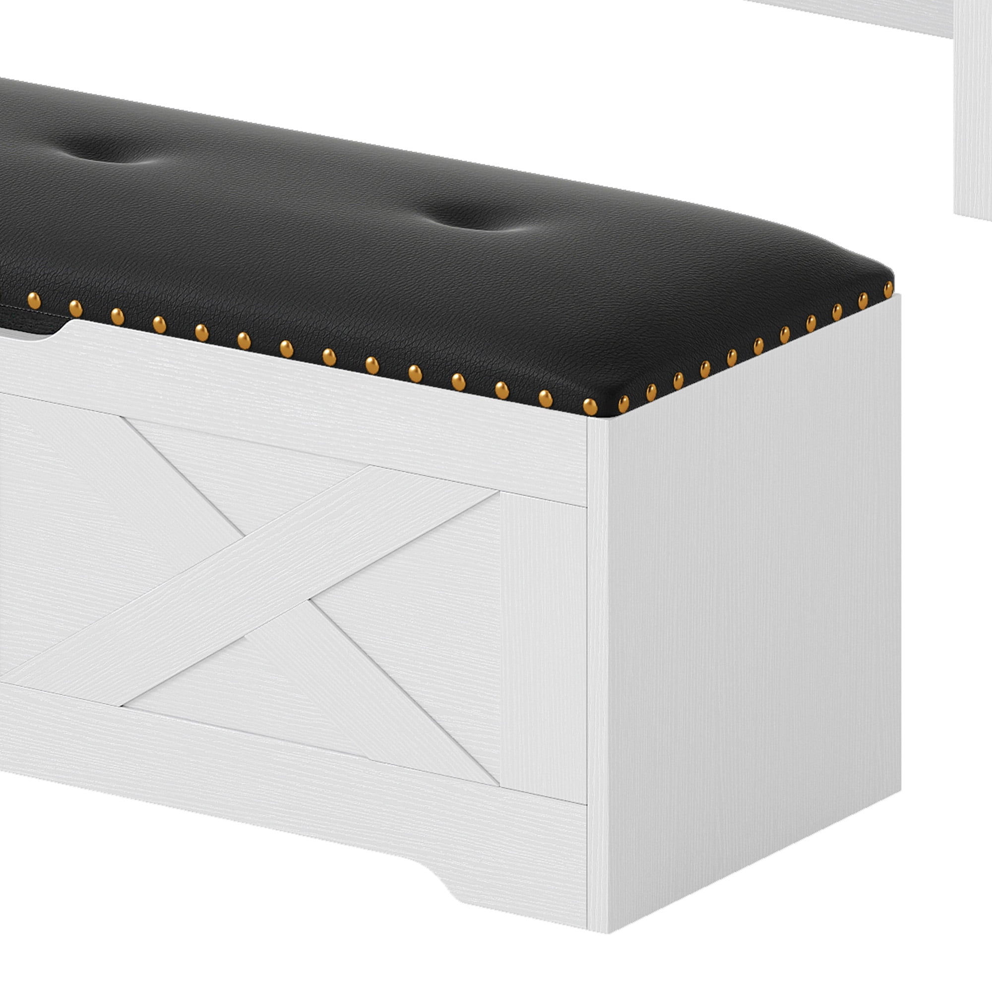 Uforic Wood Lift Top Coffee Table with Rolling Ottoman Storage Bench, White