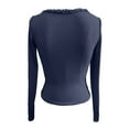 thumbnail image 5 of Women's 2026 Long Sleeve Henley T Shirts Lace Trim Button Ribbed Knit Slim Fit Casual Basic Tops Blouse, 5 of 5