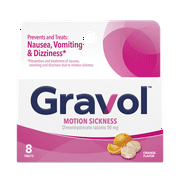 Gravol Tablet 50mg Chew for Motion Sickness Relief and Nausea Prevention, 8ct 