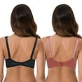 thumbnail image 2 of Curve Muse Women's Plus Size Unlined Underwire Lace Bra with Cushion Straps-Rose,Black- Size:48C, 2 of 7