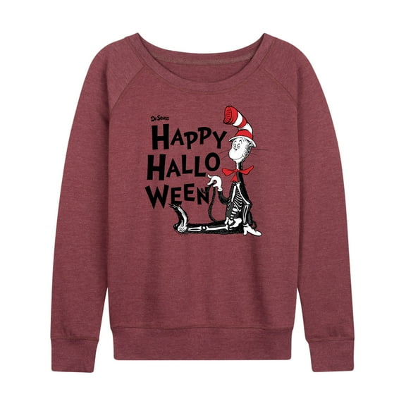 Dr. Seuss - Happy Halloween Skeleton Cat - Women's Lightweight French Terry Long Sleeve Shirt