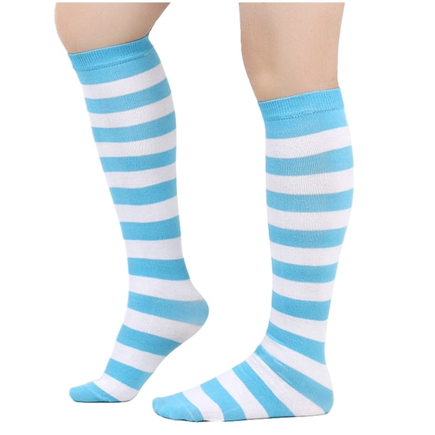 Calcetines de invierno cálidos a rayas hasta la pantorrilla y hasta la rodilla para mujer y hombre, calcetines universales hasta la pantorrilla, calcetines de algodón para mujer.