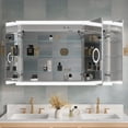 thumbnail image 4 of ANGELES HOME 48" x 32" LED Lighted Bathroom Medicine Cabinet with Mirror, 3X Magnification Makeup Mirror, Vanity Mirror Cabinet w/ Defogger, Dimmable, Memory Function, Outlets & USB, 4 of 15