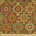 thumbnail image 2 of Ambesonne Moroccan Fabric by the Yard Microfiber, Floral Motifs Ottoman, 5 Yards, Orange Yellow Brown, 2 of 2