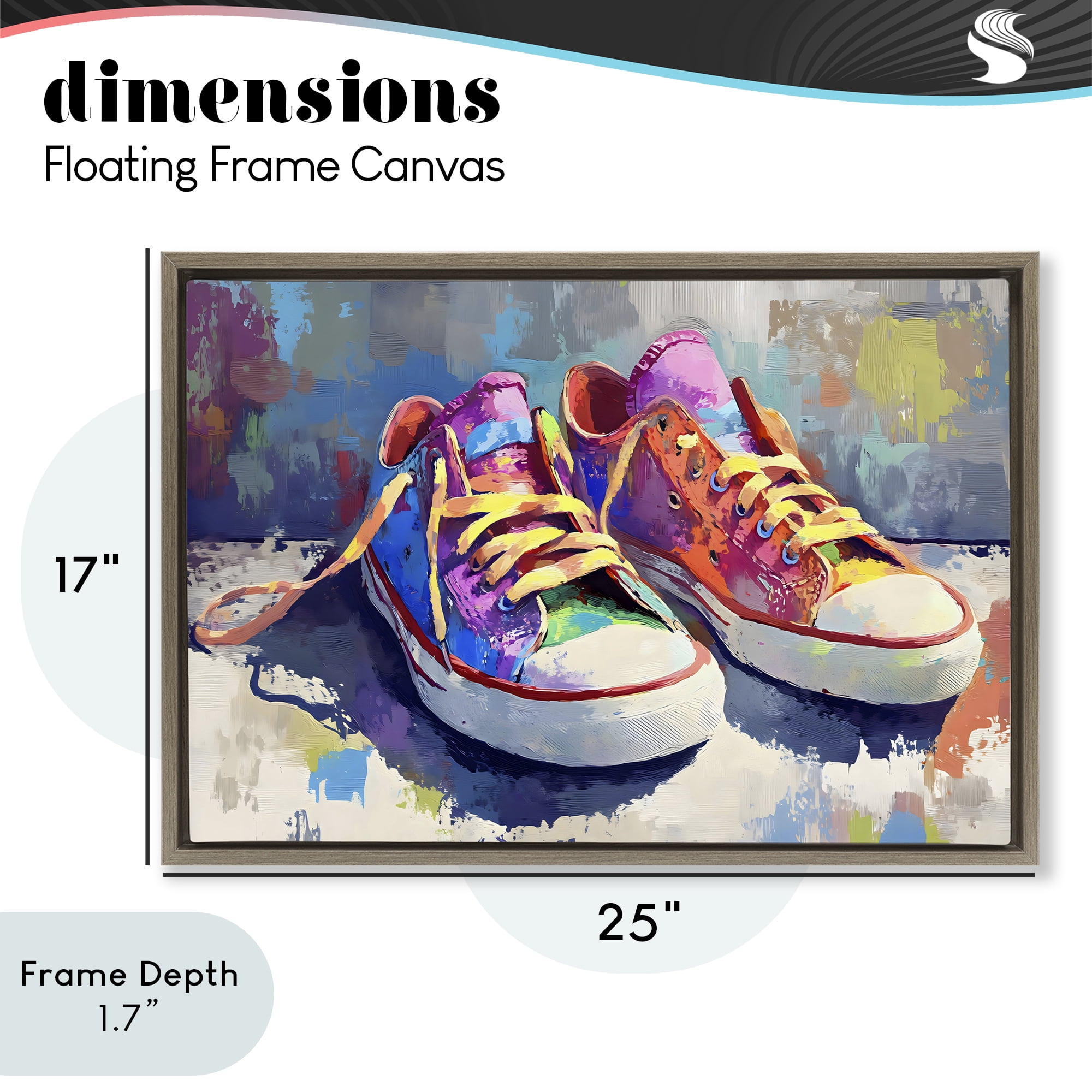 Stupell Industries Colorful Low Top Sneakers Brown Framed Floater Canvas Wall Art, design by Creative Studio