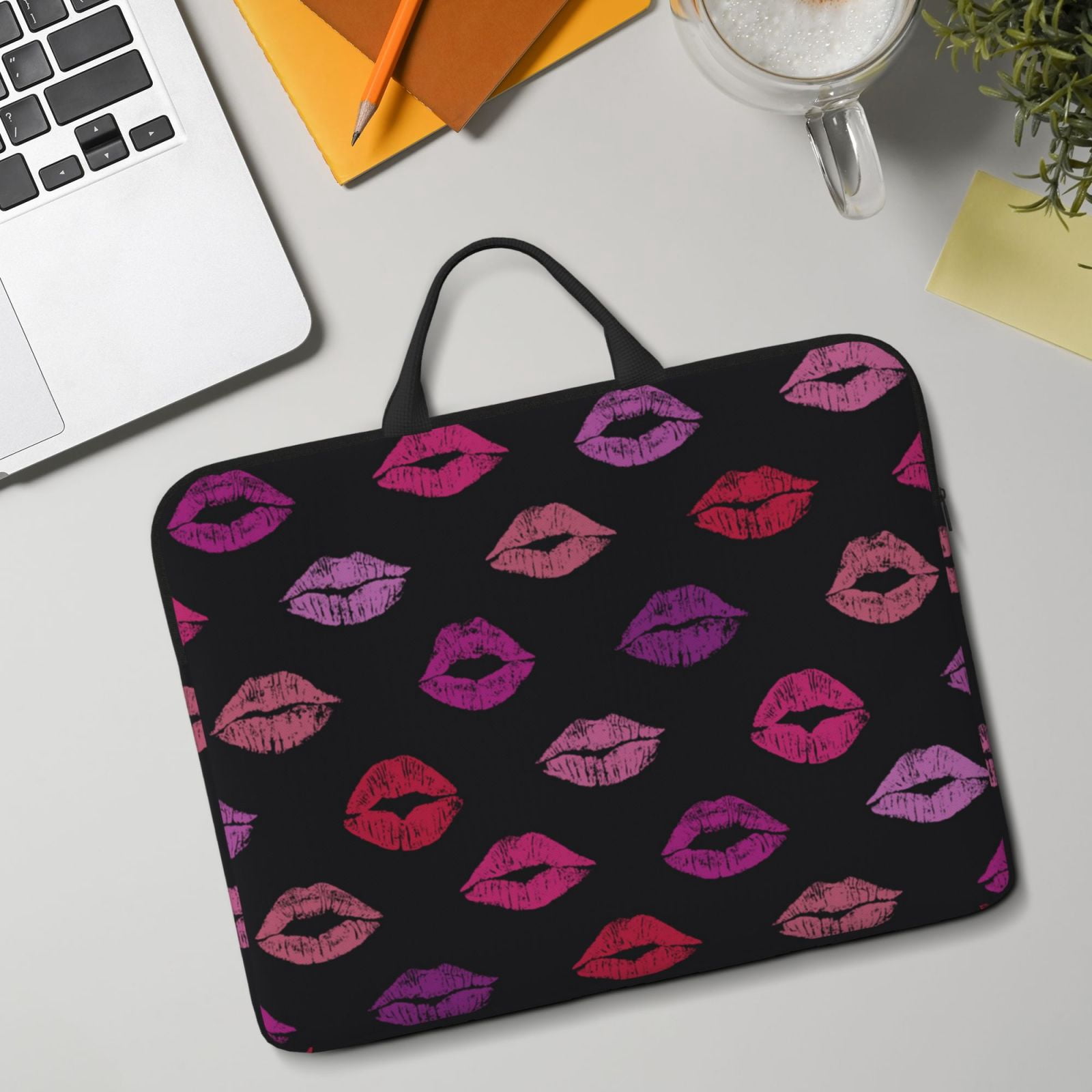 Laptop Sleeve Case Bag Protective Carrying Case with Handle for 14 inch Laptop, Lips Kiss