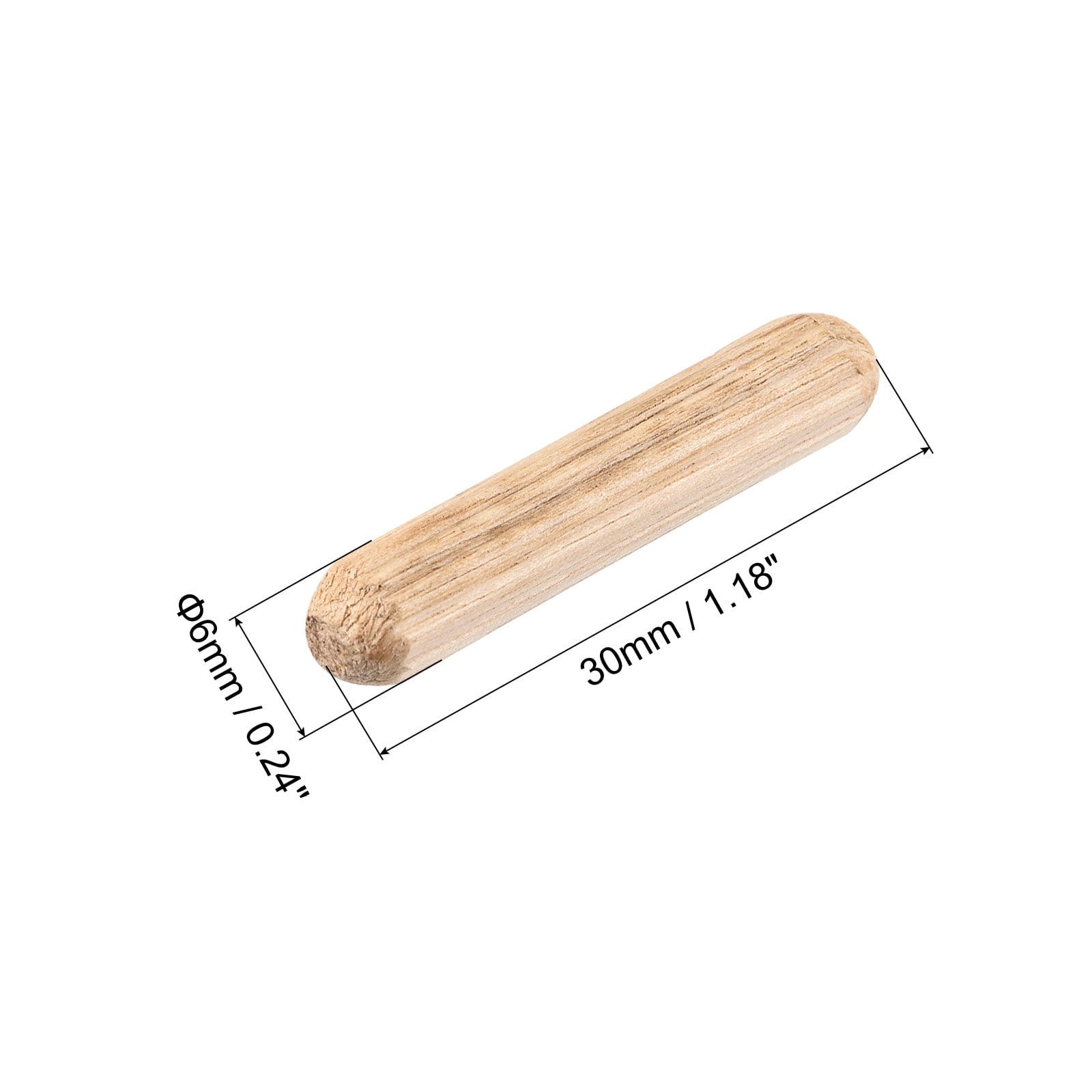 Unique Bargains Wooden Dowel Pin Fluted Beveled Ends Dried Hardwood for Woodworking 6x30mm