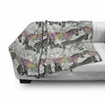 thumbnail image 2 of Rainbow Zebra Soft Flannel Fleece Throw Blanket, Abstract Modern Design Print of Funky Animal on Chevrons, Cozy Plush for Indoor and Outdoor Use, 70" x 90", Grey Yellow Multicolor, by Ambesonne, 2 of 5