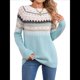 thumbnail image 2 of Suéter Vintage Informal para Mujer, Jersey de Punto con Mangas Raglán y Cuello Redondo, Top Cálido y Cómodo para Otoño. Azul S, 2 of 10