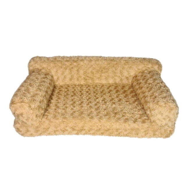 Cama BioBienestar Productos con causa sillón Mediana Para Mascotas beige, con textura suave y acolchonada, ideal para perros hasta 20 kg. Incluye cierre inferior e interior para fácil desarmado y lavado, con baja adherencia de pelo, perfecta para mantener un entorno limpio y cómodo para tu mascota.