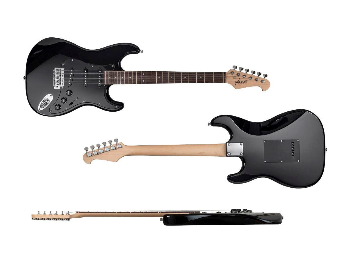 Monoprice Indio Cali Classic Electric Guitar - Black, With Gig Bag