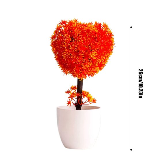 Heart Shaped Bonsai Potted Home Desk for Indoor Spaces Elegant White Small Tabletop Ornament,26 cm,Purple