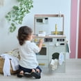 thumbnail image 3 of Teamson Kids Little Chef Lake Tahoe Wooden Play Kitchen with Washing Machine, Oven, Microwave & Storage, Sage Green, 3 of 17
