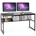 thumbnail image 1 of Giantex Industrial Computer Desk, Industrial Writing Desk w/Storage Shelf, Large Desktop, Sturdy Metal Construction, Contemporary Working Table for Home, Office, Small Space, 1 of 8
