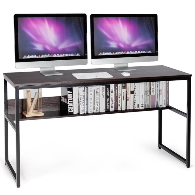 Giantex Industrial Computer Desk, Industrial Writing Desk w/Storage Shelf, Large Desktop, Sturdy Metal Construction, Contemporary Working Table for Home, Office, Small Space
