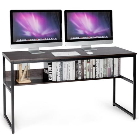 Giantex Industrial Computer Desk  Industrial Writing Desk w/Storage Shelf  Large Desktop  Sturdy Metal Construction  Contemporary Working Table for Home  Office  Small Space