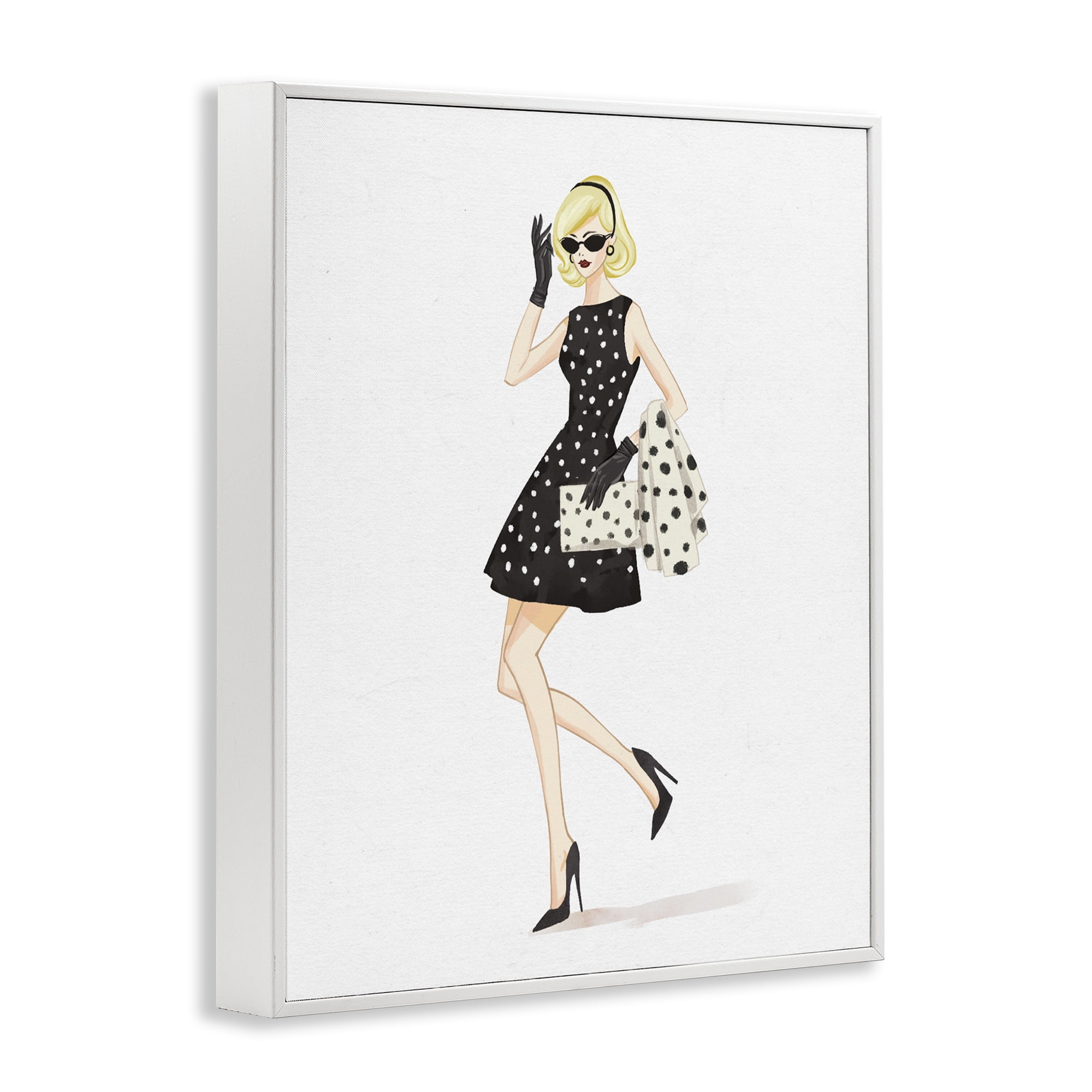 Stupell Industries Retro Trend Polka Dots White Framed Giclee Art, design by Ziwei Li