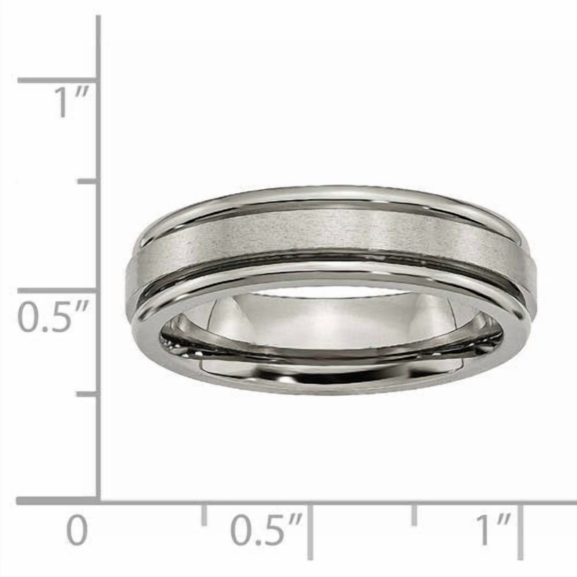 Titanium Grooved Edge 6mm Satin and Polished Band