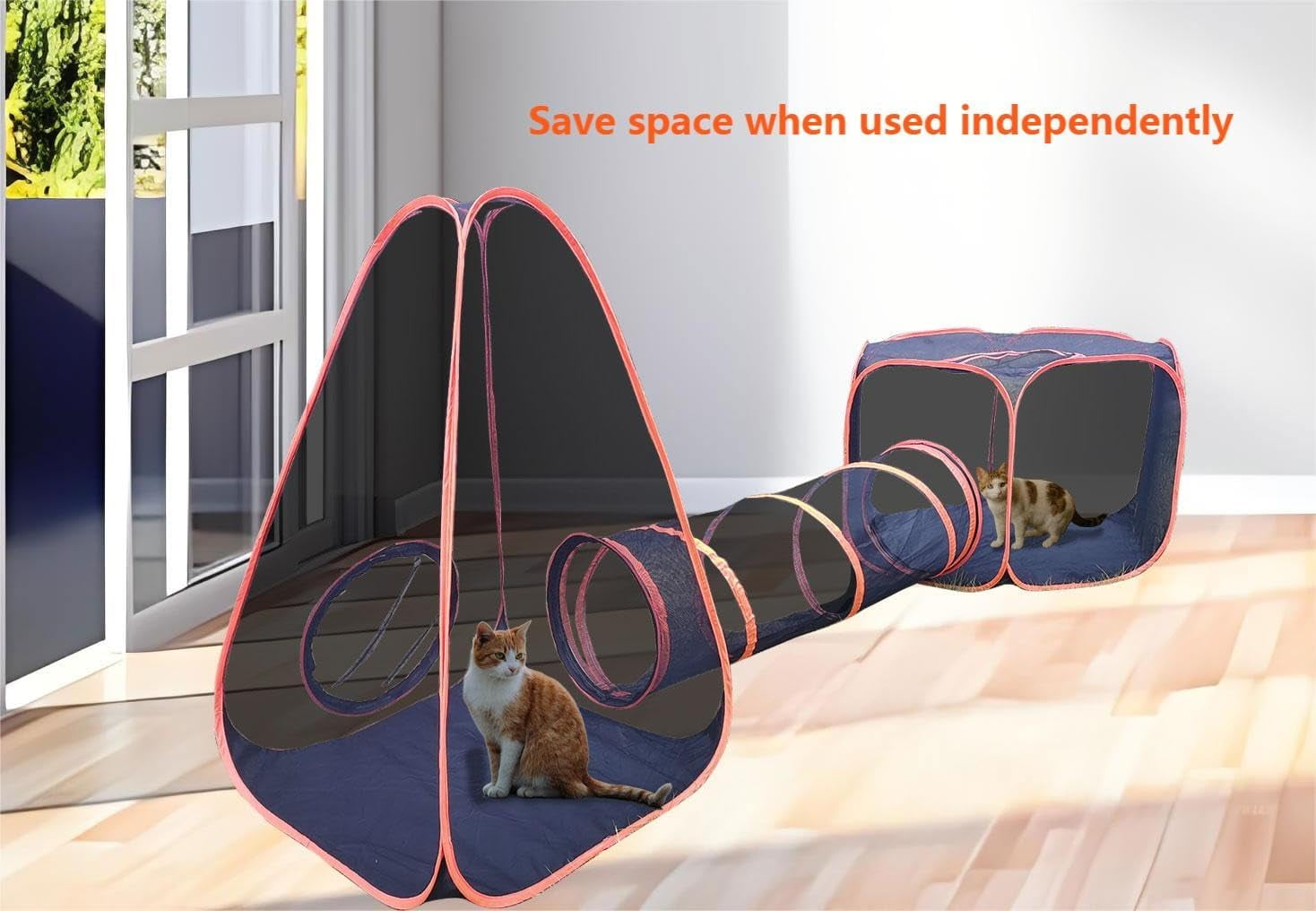 Portable Cat Small Animals Playpen DIY Outdoor Enclosures Freely Combinable 6in1 Pop Up Pet Play Tent Tunnel Cube House for Cat Puppy Rabbit