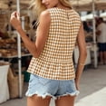 thumbnail image 4 of Admvng Women's Peplum Tank Top Round Neck Gingham Check Sleeveless Ruffle Hem Lightweight Casual Summer Camisole Blouse, 4 of 7