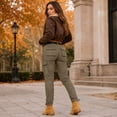 thumbnail image 4 of Women's Wrinkle Resistant Breathable Tactical Cargo Trousers, Reinforced Knee Seams Multiple Pockets Walking Work Jogger Pants Green XXXL, 4 of 6