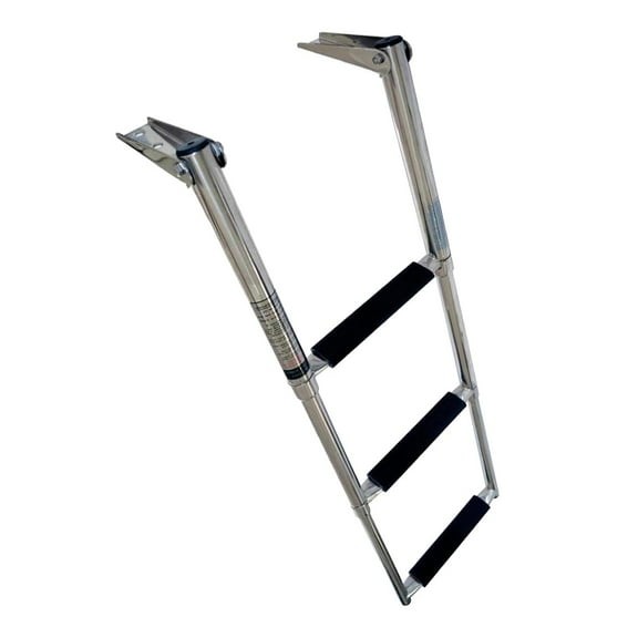 MARINE CITY 3-Step Telescoping Drop Ladder Polished 304 Stainless Steel, 400 lbs Capacity, Anti-Rattle Design Ideal for Boats, Yachts, Marines Pack of 1
