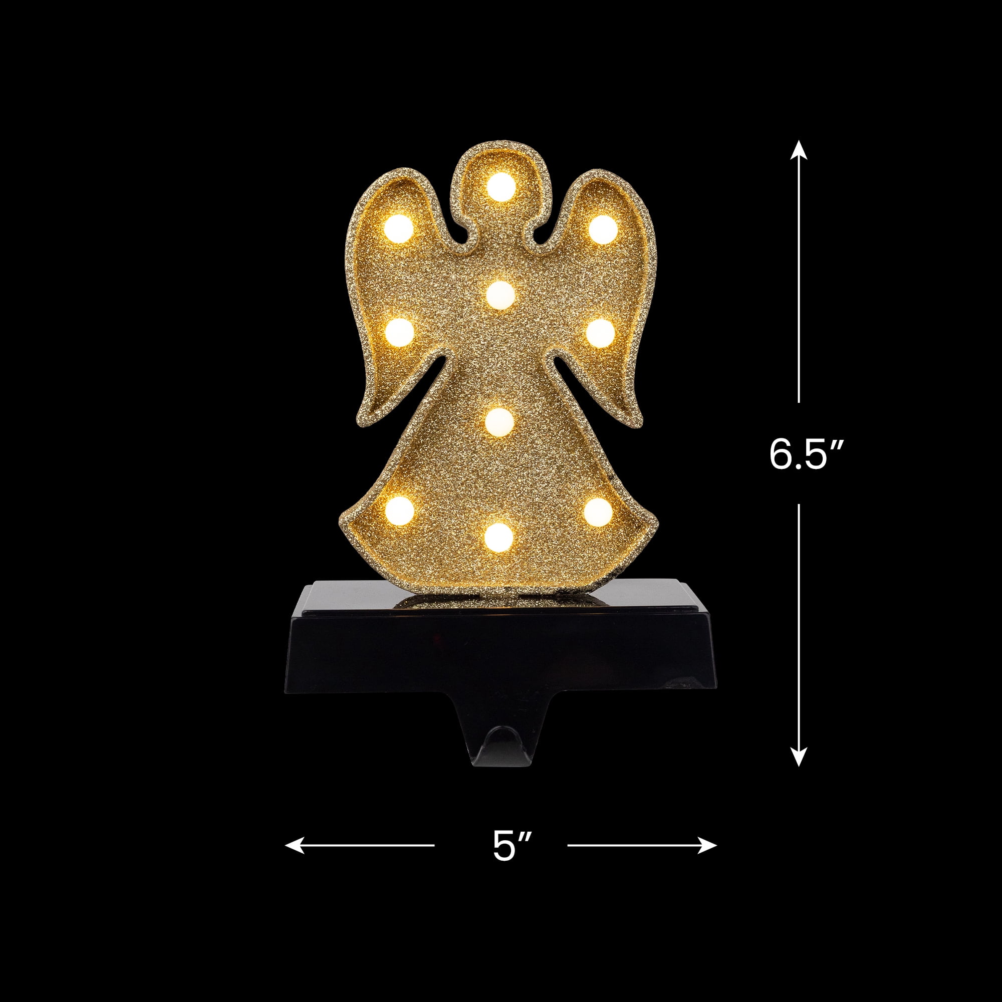Northlight LED Lighted Glittered Angel Christmas Stocking Holder - 6.5" - Gold
