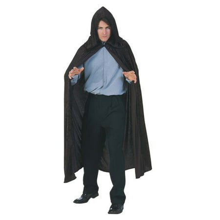 Hooded Velvet Black Cape Costume for Adults - Size One Size