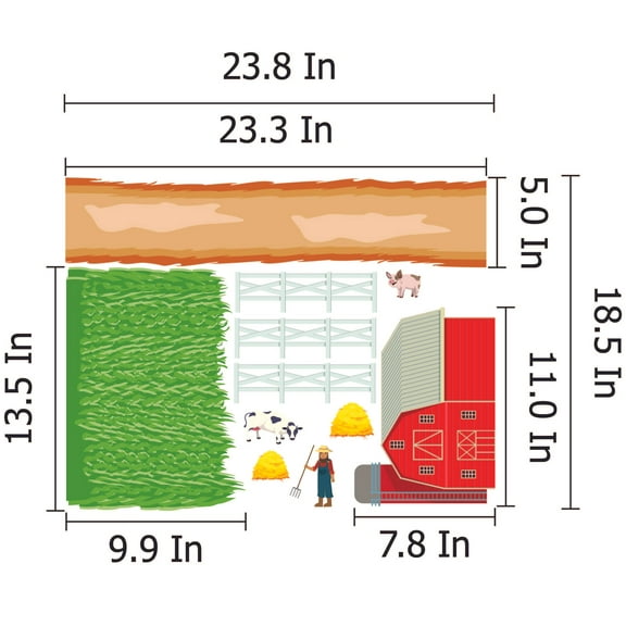THE CITY - Vinyl Home Art Multicolored Sticker Construction Site Design Adhesive Wall Decal Sheet - Stick And Peel DIY City Construction Site Decoration Repositionable Vinyl Wall Decal 23.8" x 18.5"