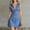 Sky Blue, variant on Women's V-Neck Short Sleeve Denim Shirt Dress with Button Front