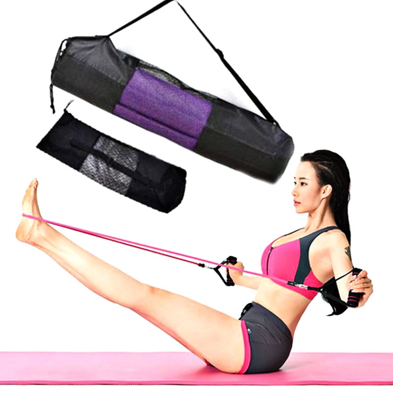 Yoga Mat Carrier Bag Polyester Mesh Adjustable Strap Washable Exercise G 