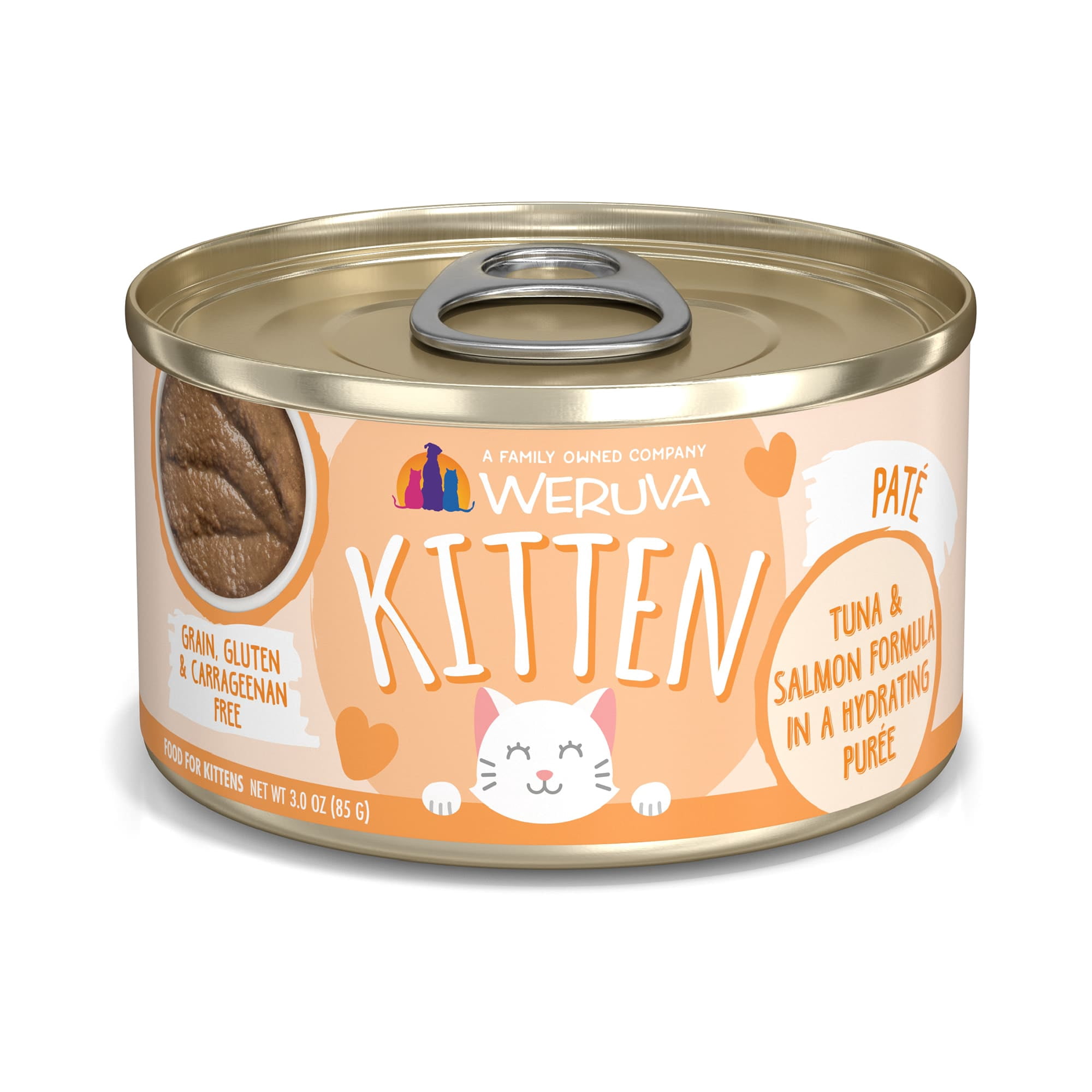 Weruva Kitten Pate Tuna & Salmon Formula in a Hydrating Puree Wet Cat Food, 3 oz., Case of 12