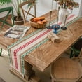 thumbnail image 5 of Table for Home Decor with Tassels 72 Inches Long Farmhouse Rustic Table Runner Cream & Brown Macrame Burlap Fall Table Decoration for Living Room Bridal Shower (12x72 Inches), 5 of 5
