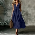 thumbnail image 2 of Kezqiaxn Wedding Guest Dresses for Women Fashion Ruched Sleeveless Midi Dress Flowy Casual Sundress Summer Clothes, 2 of 6