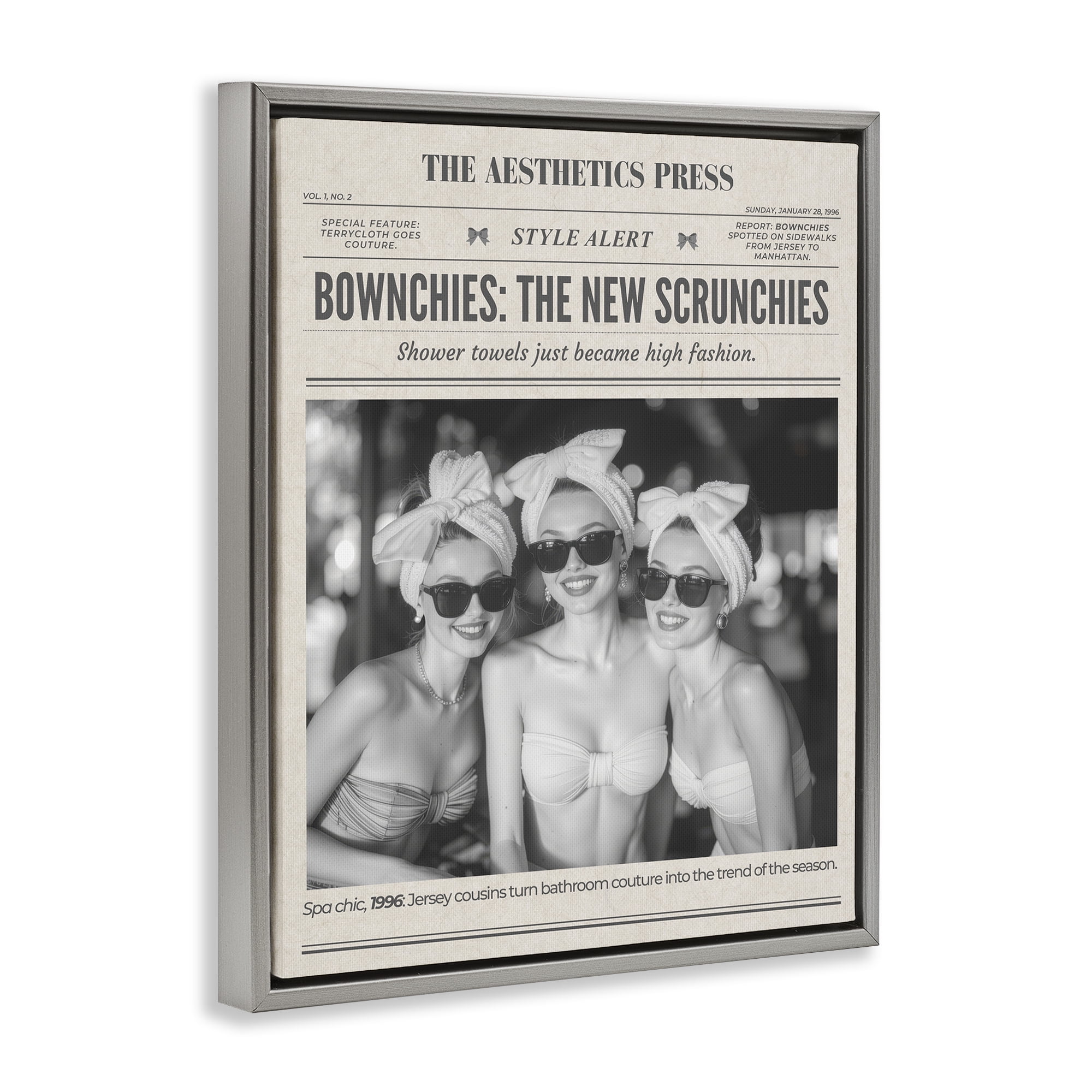 The Aesthetics Press Magazine Gray Framed Floater Canvas Wall Art, design by A Barefoot Stylist