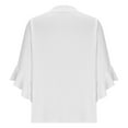 thumbnail image 5 of Lenpel Blouses for Women Fashion Ruffle 3/4 Sleeve V Neck Half Button Casual Loose Tunic Tops Spring Summer Outfits, 5 of 5