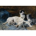 thumbnail image 2 of Julius Anton Adam 24x18 Black Ornate Framed Double Matted Museum Art Print Titled: Cat Mother with Two Kittens, 2 of 5