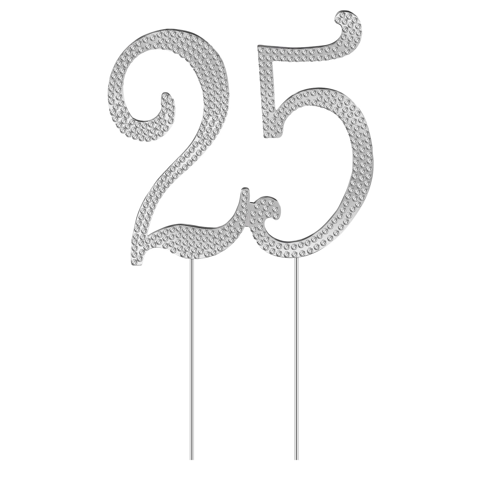 OULII Birthday Number 25 Cake Topper Anniversary Crystal Cupcake Topper