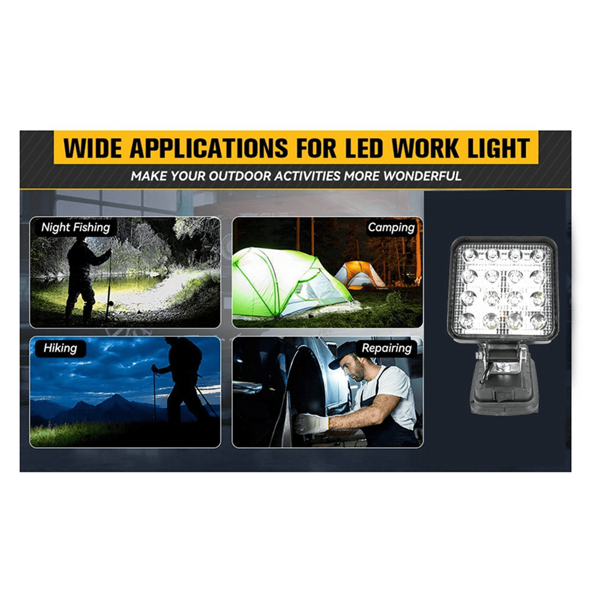 2pcs 4 Inch LED Work Light for 18V Battery Battery Power LED Shop Light LED Site for Work Light