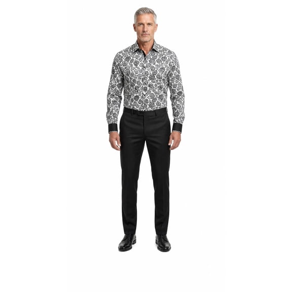 Elie Balleh Men's Black Slim Fit Dress Pants Slacks