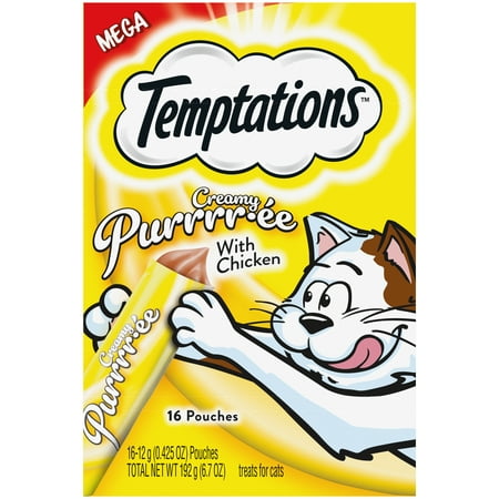 UPC: 0023100141862 | Temptations Creamy Puree With Chicken Lickable Squeezable Cat Treats 16-Pack Of 12G Pouches