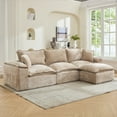 thumbnail image 1 of Korser Canapé Sectionnel Modulaire de 122 Pouces avec Assise Profonde, Canapé Douillet à Double Couche Coussinée avec Ottoman Convertible, Canapé Nuage Moderne et Confortable 3 Places en L pour Salon, Aucun Assemblage Requis, Kaki, 1 of 8