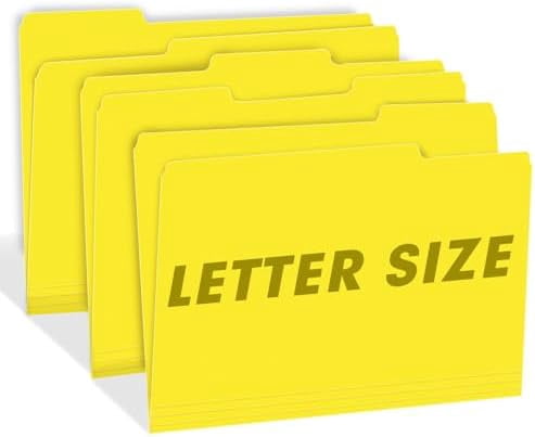File Folder,  150 Pack 1/3 Cut Tab File Folders Letter Size, Yellow, Folders with Tab, Great for Organizing and Easy File Storage
