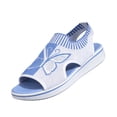 thumbnail image 3 of Domuza Women's Butterfly Knit Wedge Sandals, Breathable Open Toe Slip-On Platform Shoes, Lightweight Comfort Casual Footwear for Summer Outdoor Activities Blue 6.5（EU-37）, 3 of 6